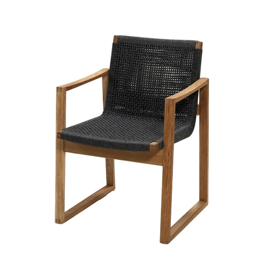 Chaise Endless avec accoudoirs, Dark grey, support en teck
