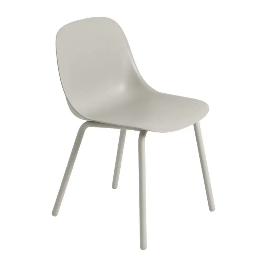 Chaise Fiber Outdoor avec pieds en acier, Grey