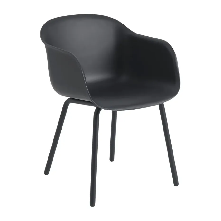 Chaise Fiber Outdoor avec pieds en acier, Anthracite black (plastic)