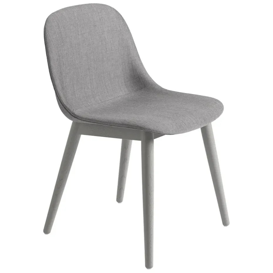 Chaise Fiber Side Chair avec pieds en bois, Remix 133-gris