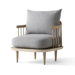 Chaise Fly SC10, chêne huilé blanc, gris clair