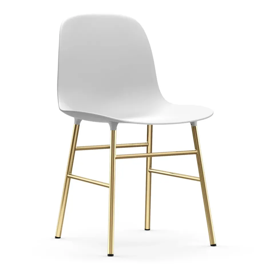 Chaise Form pieds en laiton, Blanc