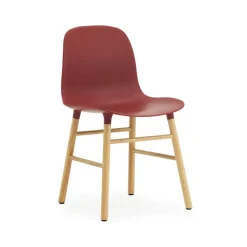 Chaise Form, red, pieds en chêne