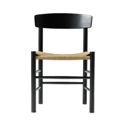 Chaise J39, Chêne noirci-tressé naturel