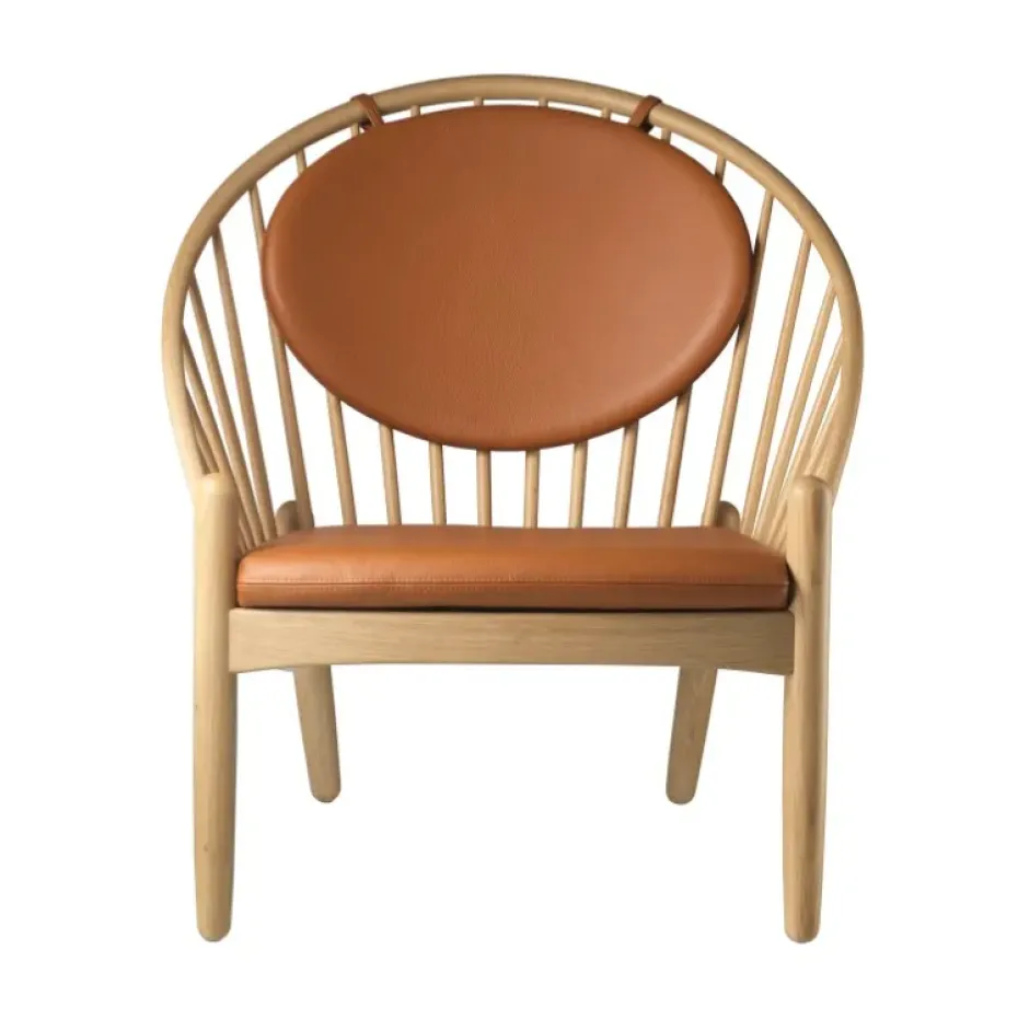 Chaise J166 Jørna, Oak nature lacquered-cognac leather