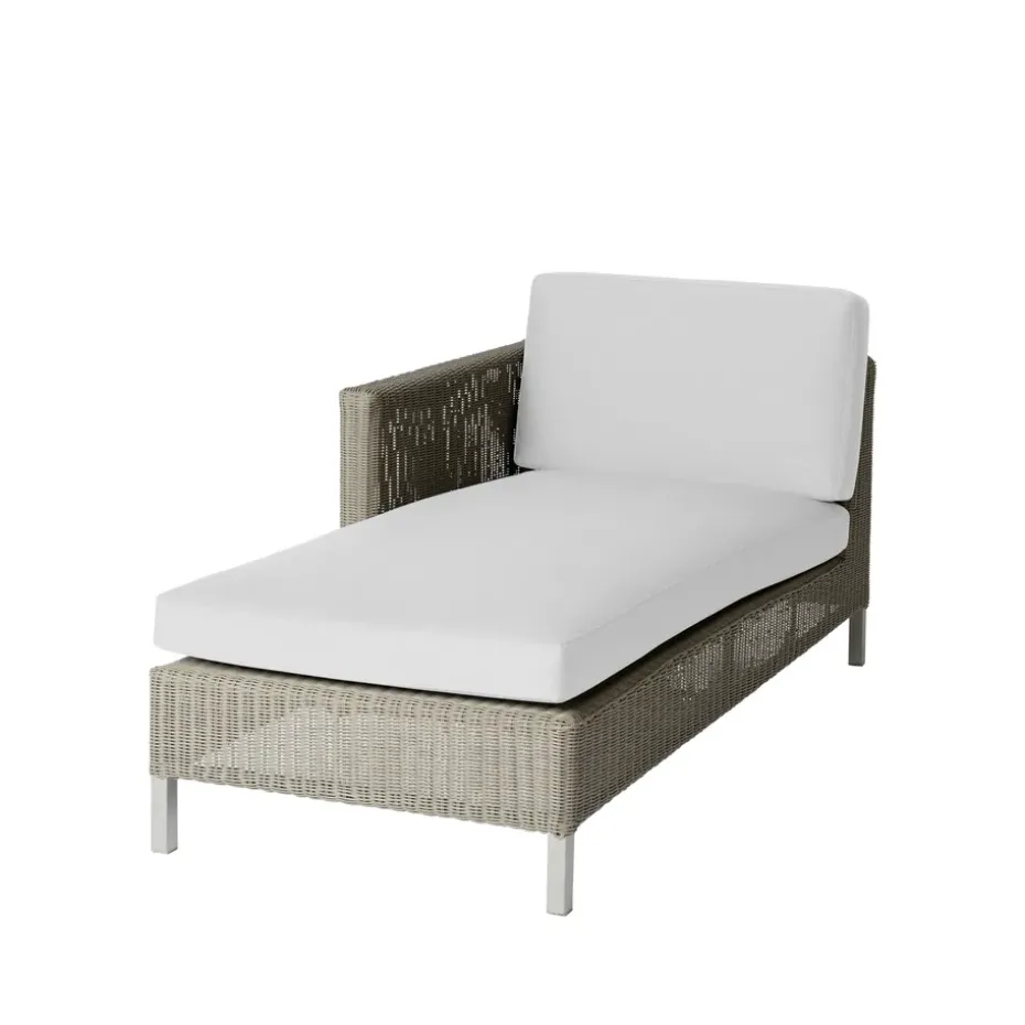 Chaise longue Connect, Taupe, coussins blancs