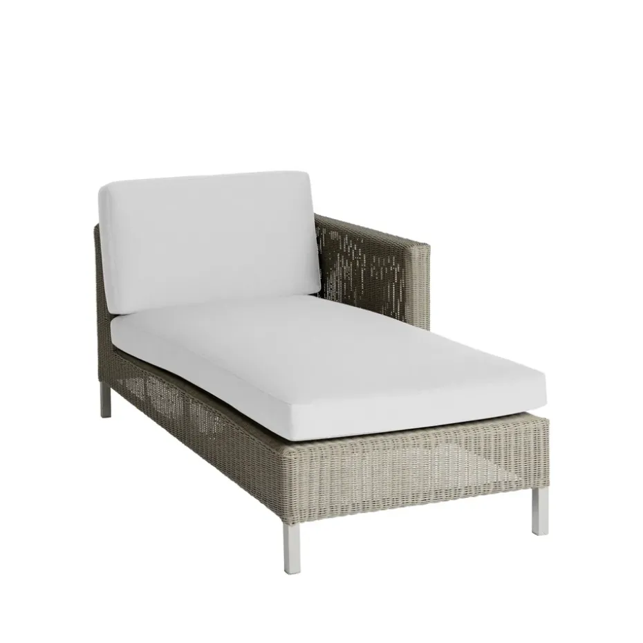 Chaise longue Connect, Taupe, coussins blancs