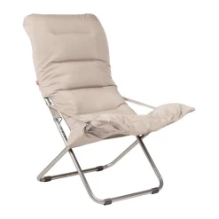 Chaise longue Fiesta Soft, Tissu beige-support en aluminium