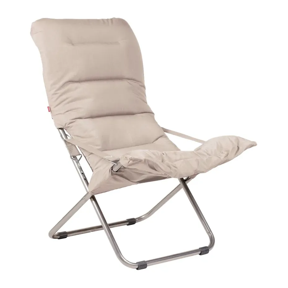Chaise longue Fiesta Soft, Tissu beige-support en aluminium