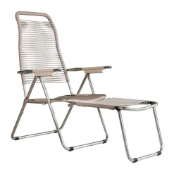 Chaise longue Spaghetti avec repose‑pieds, Taupe