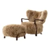 Chaise longue Wulff ATD2 fauteuil et pouf ATD3, Noyer huilé-Miel peau de mouton