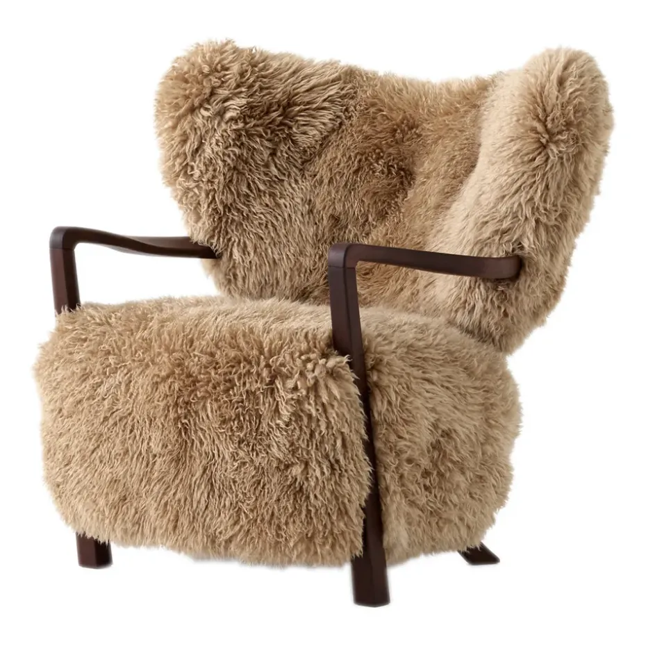 Chaise longue Wulff ATD2 fauteuil, Noyer huilé-Miel peau de mouton