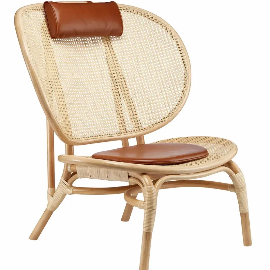 Chaise lounge Nomad, Naturel-cuir cognac