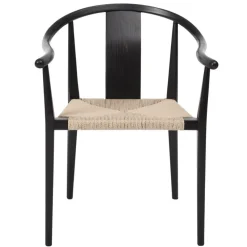 Chaise Shanghai frêne teinté noir, Naturel