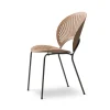 Chaise Trinidad 3398, Chêne verni clair, pieds noirs