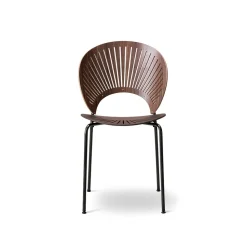 Chaise Trinidad 3398, Noyer verni clair, pieds noirs