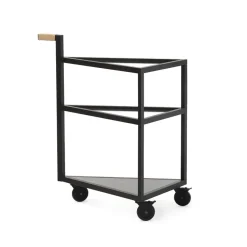 Chariot de service Move, chêne lasuré noir, big, marbre marquina, verre