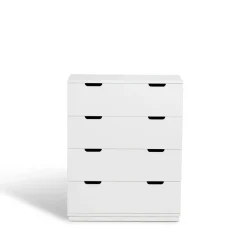 Commode Aoko 4 tiroirs, Blanc laqué