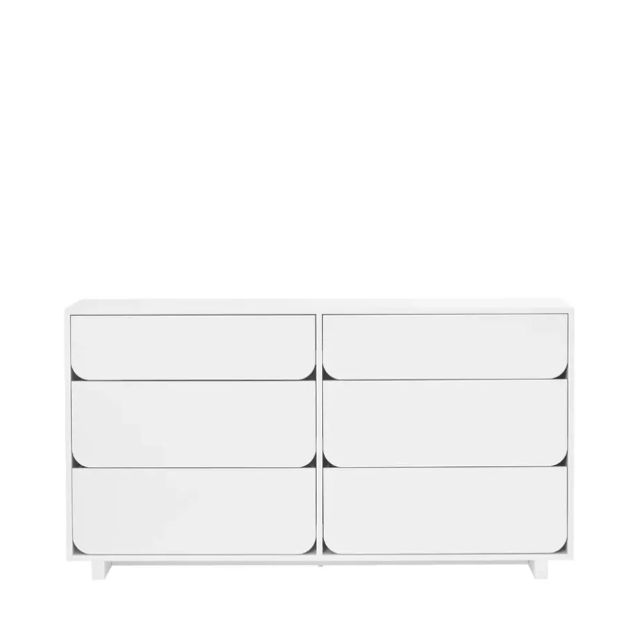 Commode double Vidja, laqué blanc, 6 tiroirs