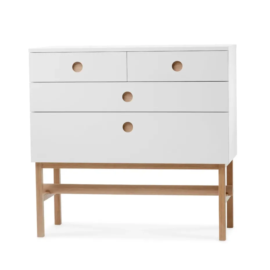 Commode Keep, blanc, structure en chêne huilé blanc