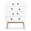 Commode Peep B3, blanc, retro, structure en chêne