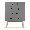 Commode Peep B3, slate grey, retro, structure en chêne