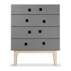 Commode Peep B3, slate grey, chêne pigmenté blanc