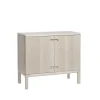 Commode Prio basse, bouleau huilé blanc, porte en bois