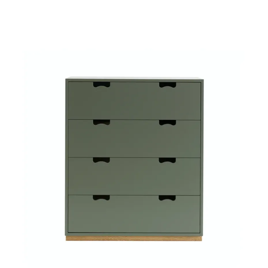 Commode Snö A, green khaki, support en chêne
