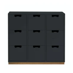 Commode Snö B3, char grey, support en chêne