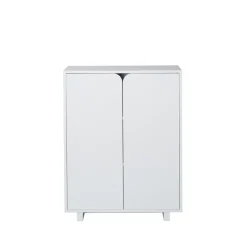 Commode Vidja, laqué blanc, bas, portes pleines
