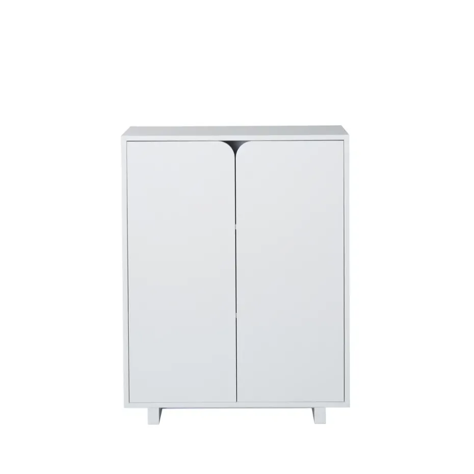 Commode Vidja, laqué blanc, bas, portes pleines