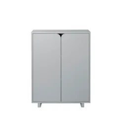 Commode Vidja, laqué gris, bas, portes pleines