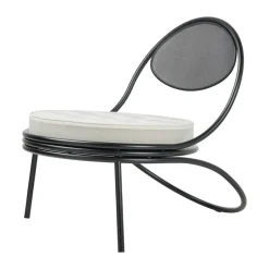 Copacabana Outdoor Lounge Chair assise rembourrée, Leslie stripe limonta 020 - supports noirs