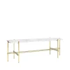 Desserte TS Console 1, marbre blanc, structure en laiton