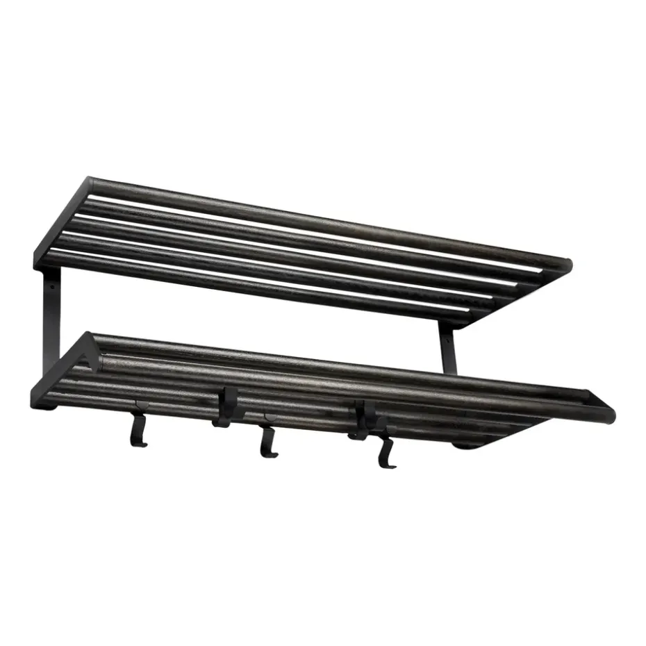 Etagère à chapeaux Tamburin 60 cm, Chêne peint noir-noir