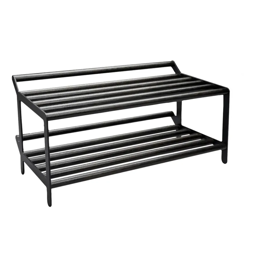 Etagère à chaussures Tamburin 60 cm, Chêne peint noir-noir