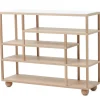 Etagère avec plateau en marbre Show, Chêne huilé blanc