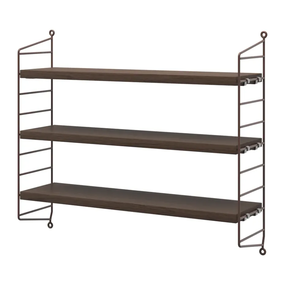 Etagère murale String Pocket, Chêne foncé - brun foncé
