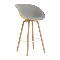 Fauteuil avec accoudoirs Mat Bar Armchair habillé sur le devant 75 cm, Remix 133-hemp-beech-cream steel