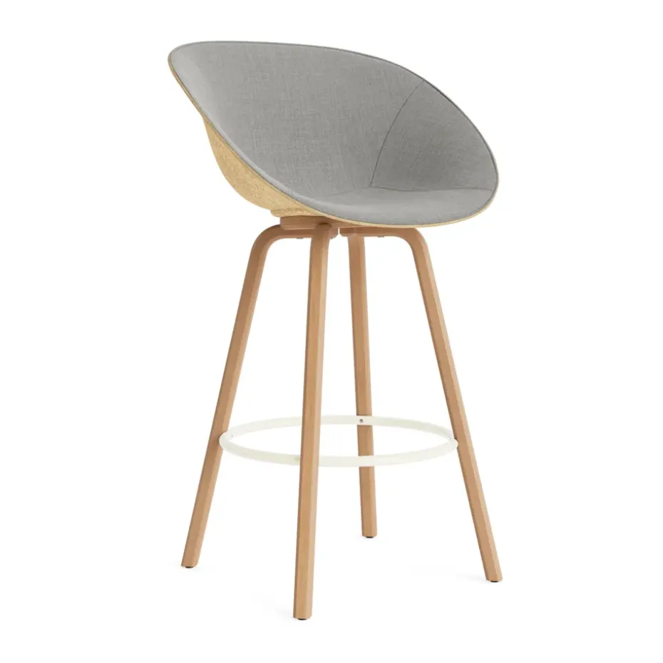 Fauteuil avec accoudoirs Mat Bar Armchair habillé sur le devant 75 cm, Remix 133-hemp-beech-cream steel