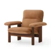 Fauteuil Brasilia, Walnut-Dunes camel leather 21004