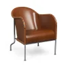 Fauteuil Bruno, Cuir pleine fleur cognac-chrome