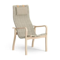 Fauteuil haut avec coussin de cou Primo hêtre laqué, Nature