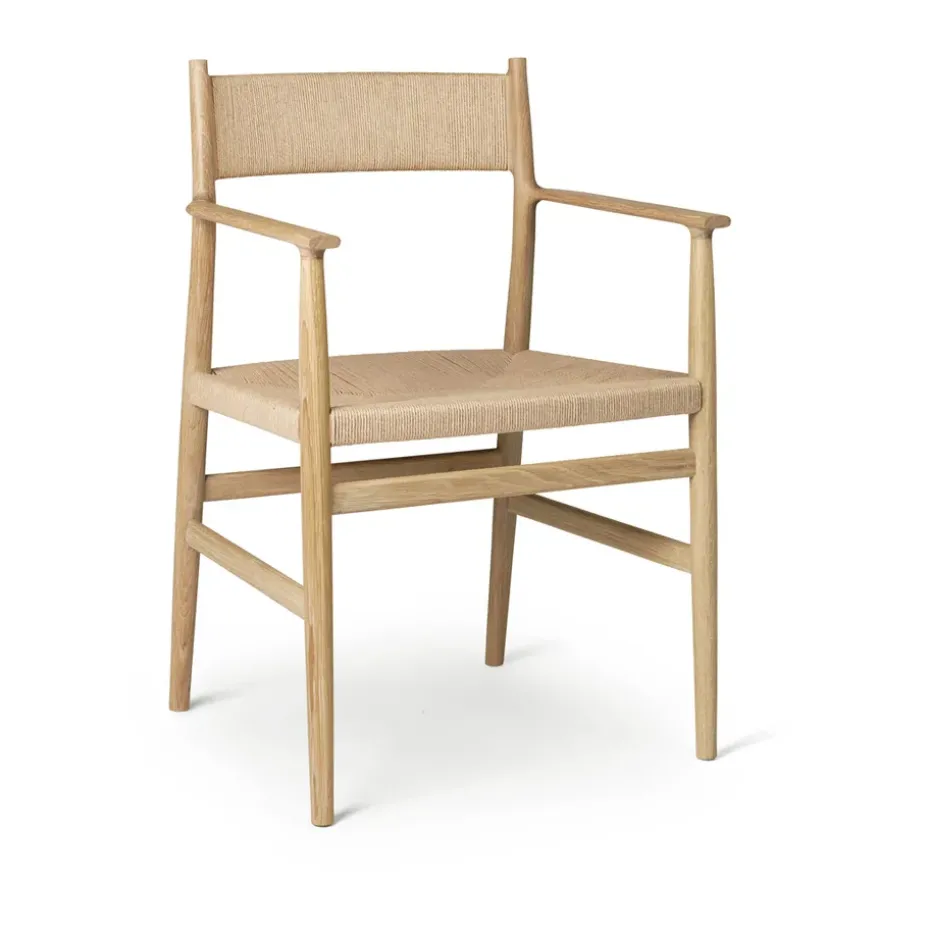 Fauteuil Heritage dossier et assise tissés, Cordon en papier de chêne huilé