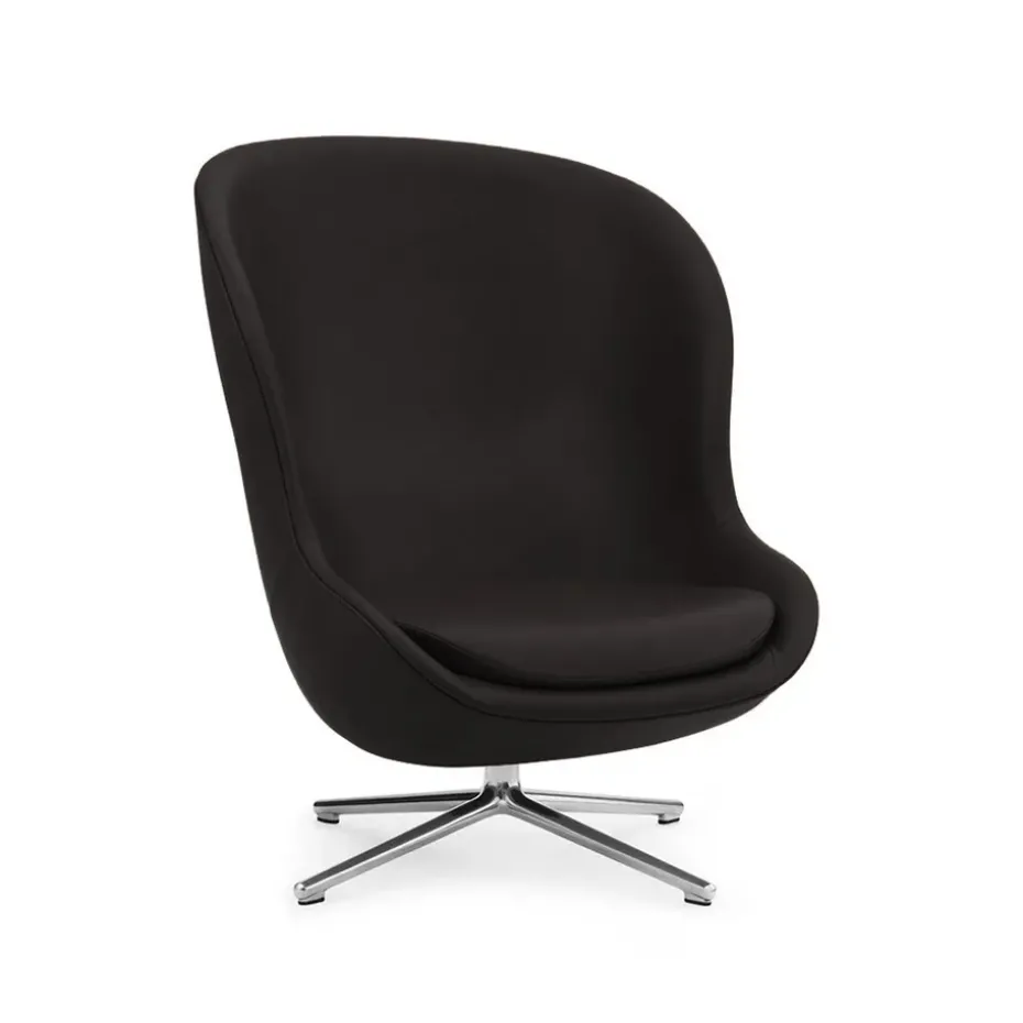Fauteuil Hyg, cuir ultra 41580 anthracite, pied pivotant en aluminium