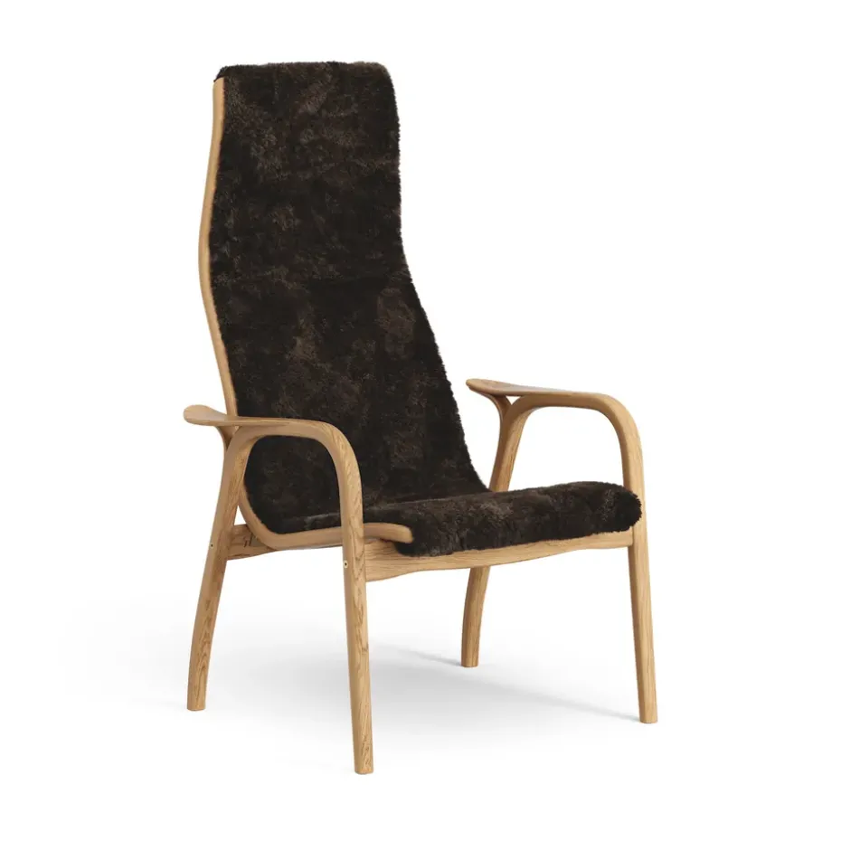 Fauteuil Lamino chêne huilé/peau de mouton, Espresso (marron)