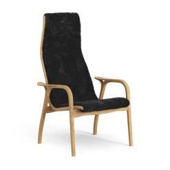 Fauteuil Lamino chêne huilé/peau de mouton, Black (noir)