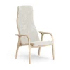 Fauteuil Lamino hêtre laqué/peau de mouton, Offwhite (blanc)