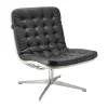 Fauteuil Loholm avec fonction pivotante, Noir cuir huilé-Bern Beige 0341